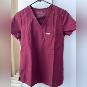 Figs Scrub Top Burgundy XXS